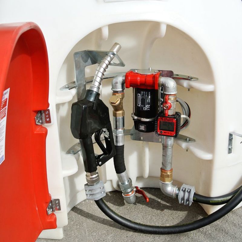 980 liter Hippotank voor Diesel met 230 Volt pompsysteem met beschermkap